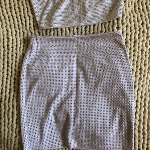 FOREVER21 Rhinestone Matching Set WHITE (M)